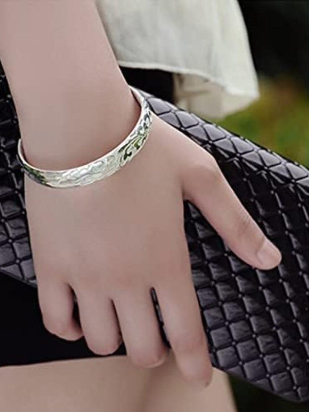 Sterling Silver Plated Cuff Bangle Bracelets Adjustable Jewelry Fashion Simple O - Picture 5 of 5